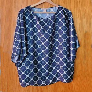 Women's MICHAEL KORS Navy Blouse Top Sz L EUC